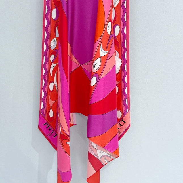 PUCCI 26S SCARF TOP IN PINK AND RED PRINTED SILK
