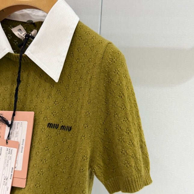 MIUMIU 26S SHORT-SLEEVED KNIT POLO SHIRT STYLE 1062
