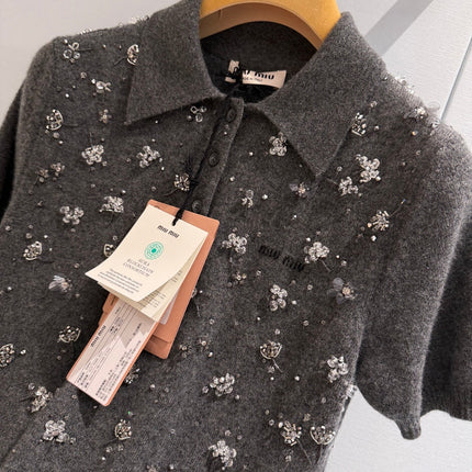 MIUMIU 26S SHORT-SLEEVED KNIT POLO SHIRT STYLE 1061