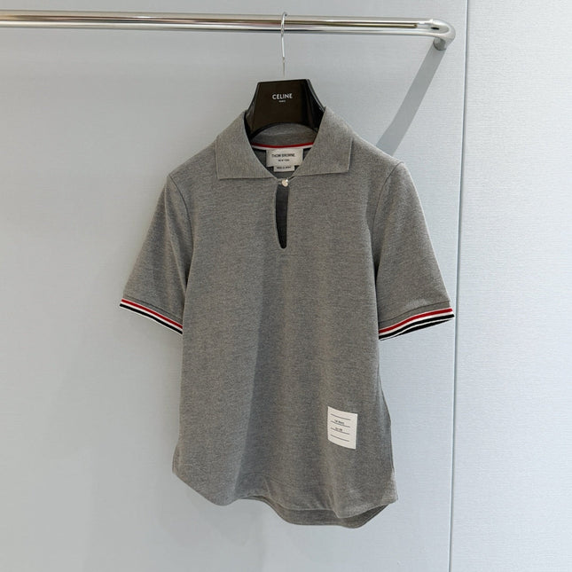 THOM 26S GRAY STRIPED POLO SHIRT STYLE 201