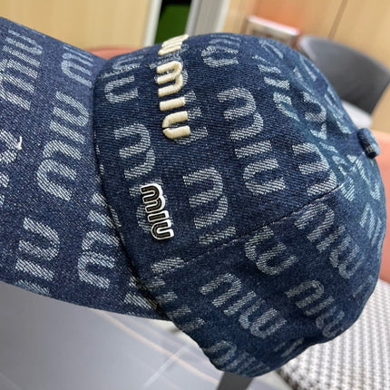MIUMIU BASEBALL CAP IN BLUE DENIM