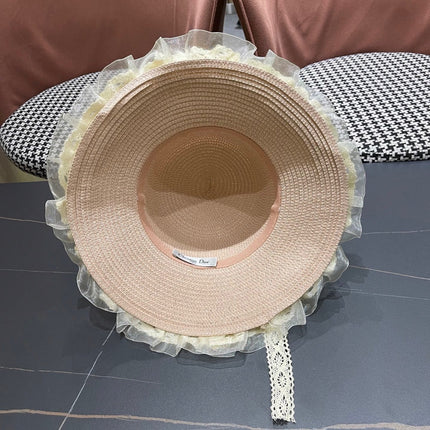 HAT IN PINK RAFFIA MIX LACE FABRIC