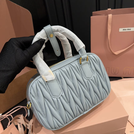 ARCADIE MATELASSÉ BAG 20 IN GREY LAMBSKIN GOLD HARDWARE