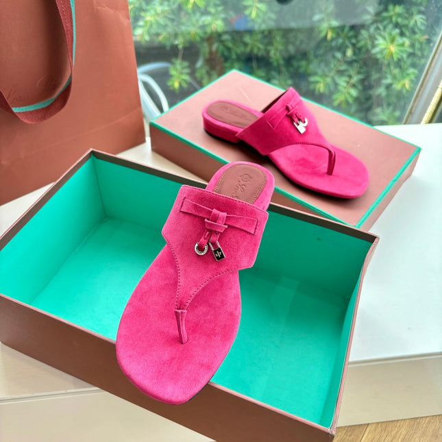 LP THONG SANDALS 25S IN DARK PINK SUEDE