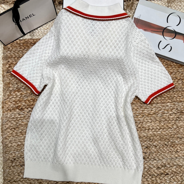 CHANEL 26S SHORT-SLEEVE KNIT POLO SHIRT 977