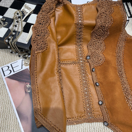 VALENTINO 26S CROCHET-TRIM SUEDE VEST 336