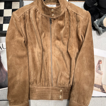 CELINE 26S SUEDE ZIP-UP JACKET 560