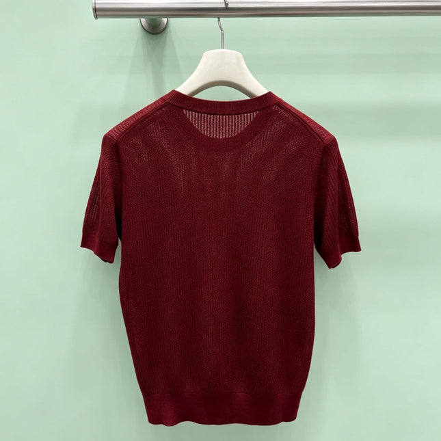 LORO PIANA 26S SHORT-SLEEVE CREW-NECK KNIT TOP 872