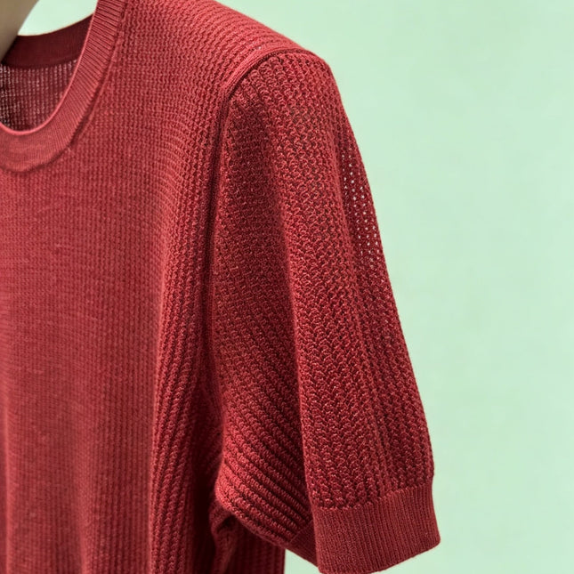 LORO PIANA 26S SHORT-SLEEVE CREW-NECK KNIT TOP 872
