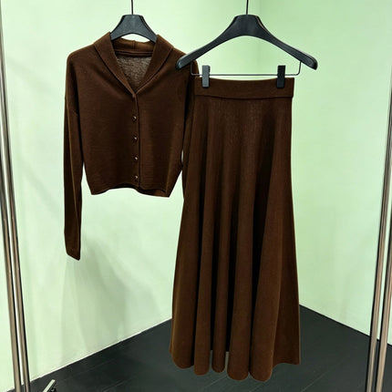 LORO PIANA 26S KNIT CARDIGAN & MAXI SKIRT SET 871