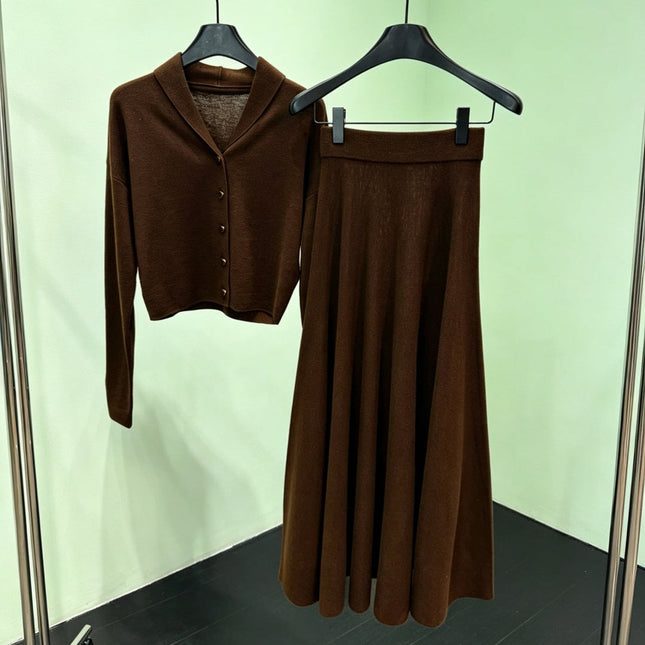 LORO PIANA 26S KNIT CARDIGAN & MAXI SKIRT SET 871