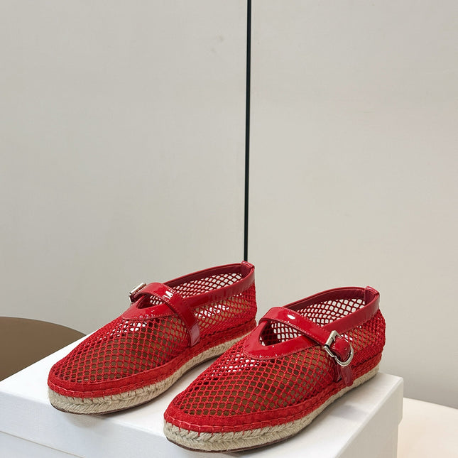 ALAIA 26S ESPADRILLES IN RED SOFT PATENT LEATHER AND MESH