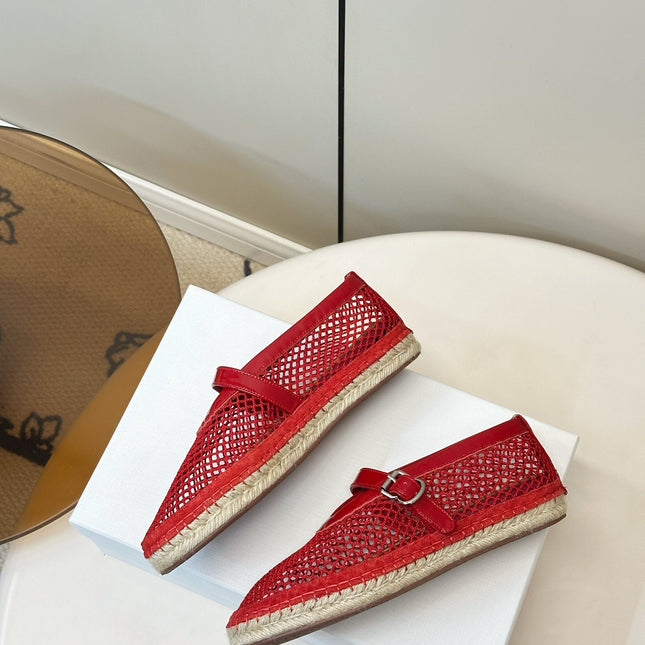 ALAIA 26S ESPADRILLES IN RED SOFT PATENT LEATHER AND MESH