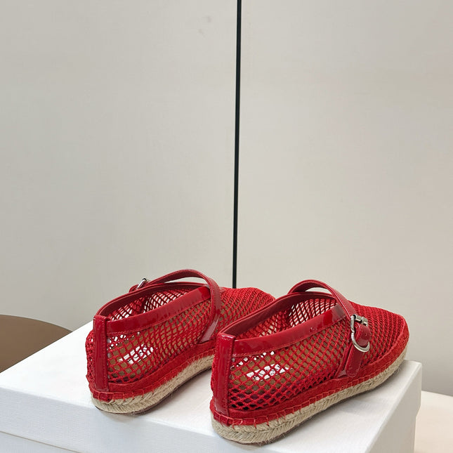 ALAIA 26S ESPADRILLES IN RED SOFT PATENT LEATHER AND MESH
