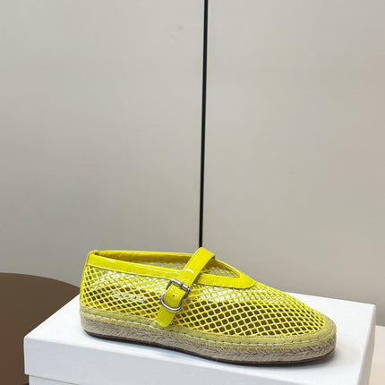 ALAIA 26S ESPADRILLES IN NEON YELLOW SOFT PATENT LEATHER AND MESH
