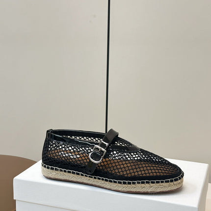 ALAIA 26S ESPADRILLES IN BLACK SOFT PATENT LEATHER AND MESH