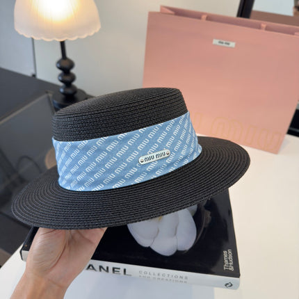 MIUMIU FLAT-BRIM STRAW HAT STYLE 40
