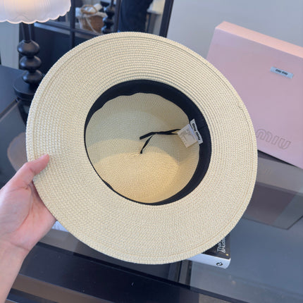 MIUMIU FLAT-BRIM STRAW HAT STYLE 8
