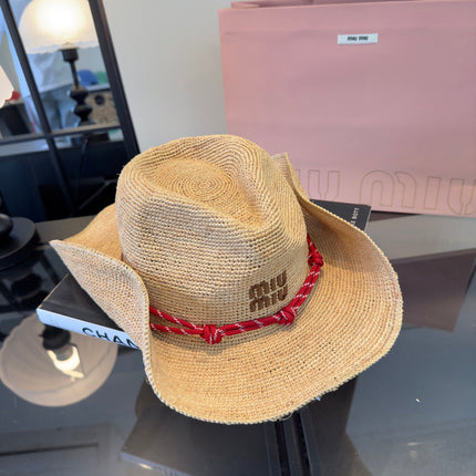 MIUMIU 26S RAFFIA COWBOY HAT 340569