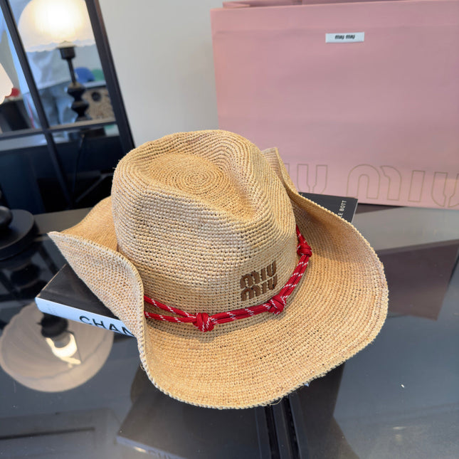 MIUMIU 26S RAFFIA COWBOY HAT 340569