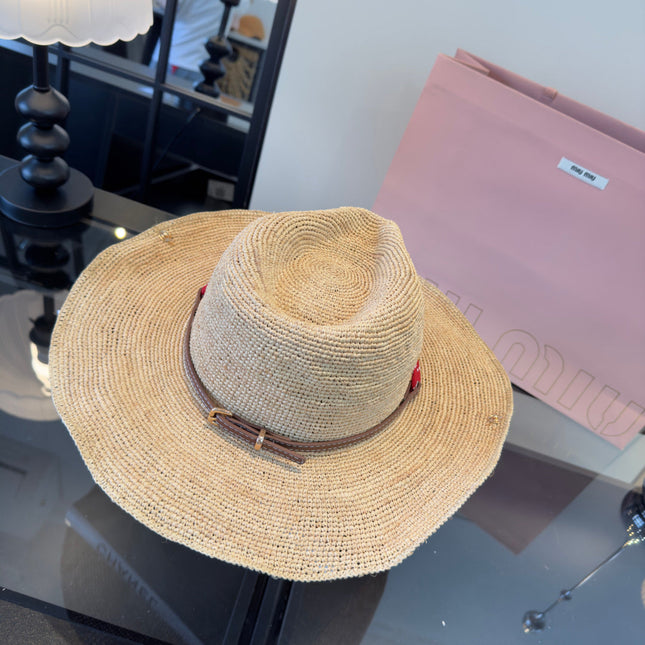 MIUMIU 26S RAFFIA COWBOY HAT 340569