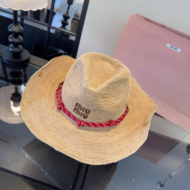 MIUMIU 26S RAFFIA COWBOY HAT 340569