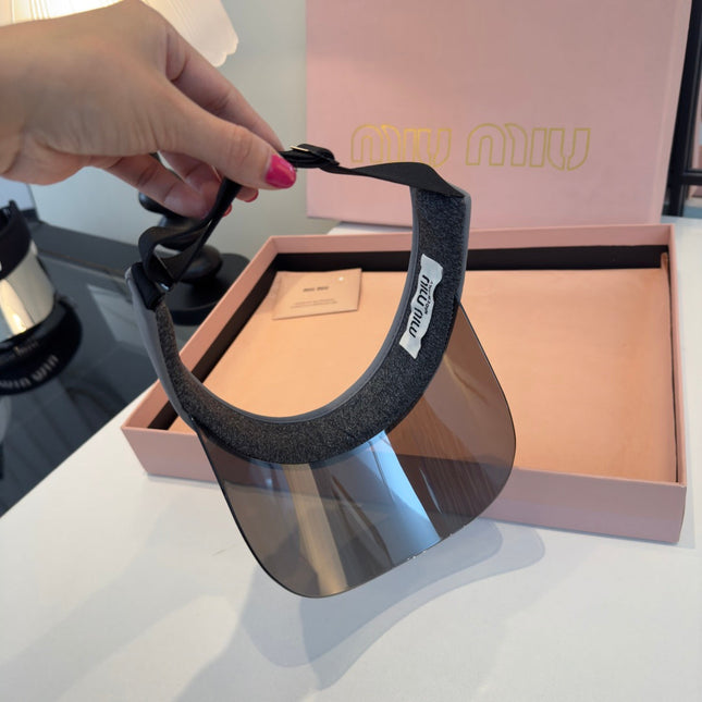 MIUMIU 26S LOGO SHIELD SUN VISOR 329799