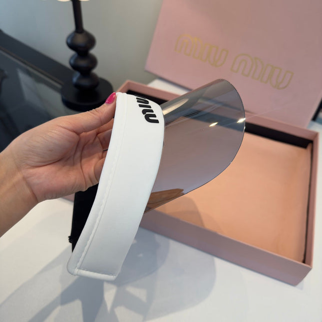MIUMIU 26S LOGO SHIELD SUN VISOR 329800