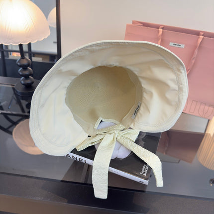 MIUMIU 26S STRAW HAT WITH RUFFLED FABRIC BRIM 340410