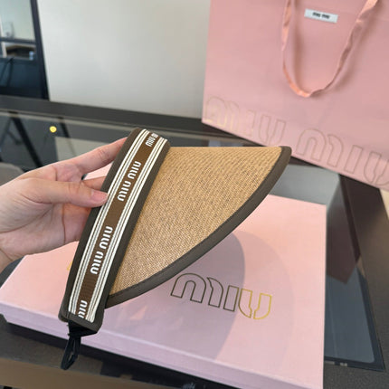 MIUMIU 26S LOGO-BAND STRAW VISOR 342365