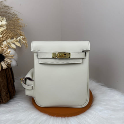 HM 25S KELLY JUMP 17 CM IN WHITE SWIFT WITH GOLD HARDWARE