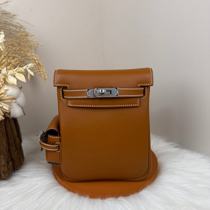 HM 25S KELLY JUMP 17 CM IN CARAMEL BROWN SWIFT WITH SILVER HARDWARE