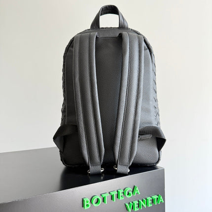 BOTTEGA VENETA 25S INTRECCIATO BAG 46 IN BLACK CALFSKIN SILVER HARDWARE
