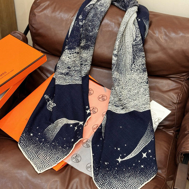 HERMES 25S SCARF 140 IN SILK CASHMERE 987418