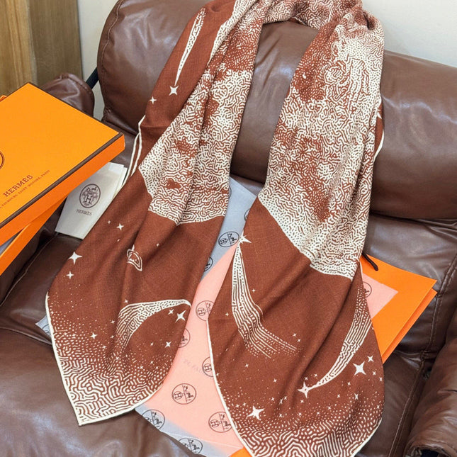 HERMES 25S SCARF 140 IN SILK CASHMERE 987420