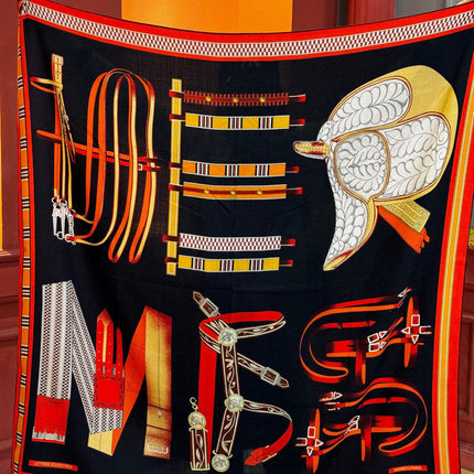 HERMES 25S SCARF 140 IN SILK CASHMERE 989480