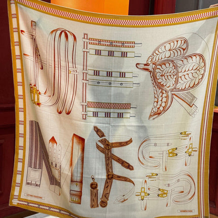 HERMES 25S SCARF 140 IN SILK CASHMERE 989481
