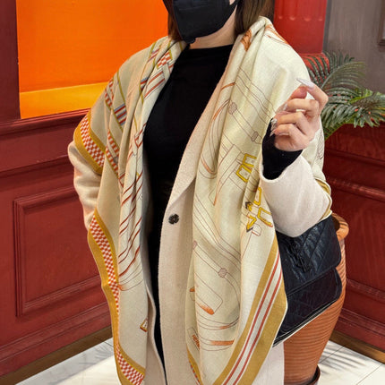 HERMES 25S SCARF 140 IN SILK CASHMERE 989481
