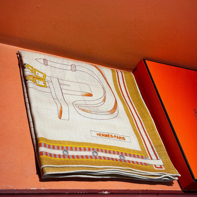 HERMES 25S SCARF 140 IN SILK CASHMERE 989481