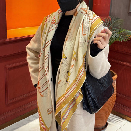 HERMES 25S SCARF 140 IN SILK CASHMERE 989481