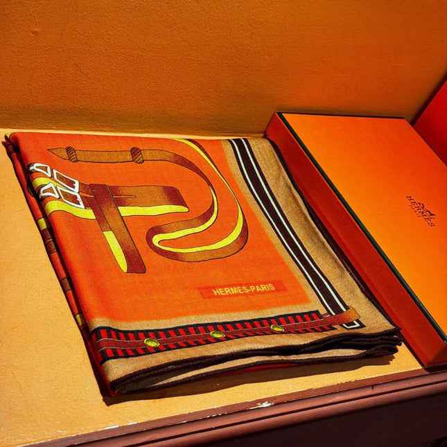 HERMES 25S SCARF 140 IN SILK CASHMERE 989482