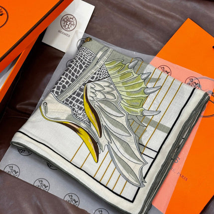 HERMES 25S SCARF 140 IN SILK CASHMERE 989483