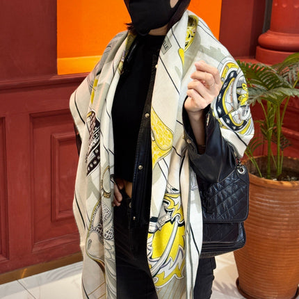 HERMES 25S SCARF 140 IN SILK CASHMERE 989483