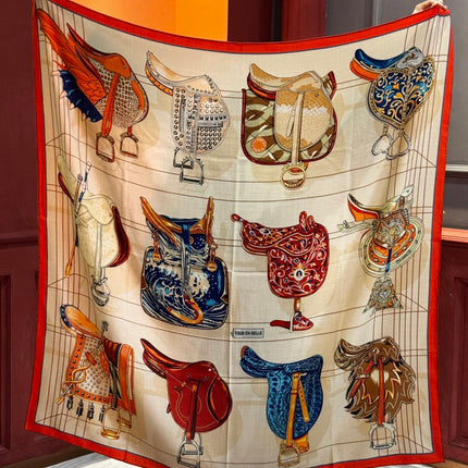 HERMES 25S SCARF 140 IN SILK CASHMERE 989485