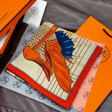 HERMES 25S SCARF 140 IN SILK CASHMERE 989485