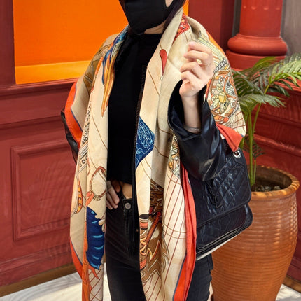 HERMES 25S SCARF 140 IN SILK CASHMERE 989485