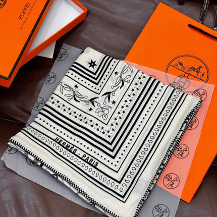 HERMES 25S SCARF 140 IN SILK CASHMERE 991677