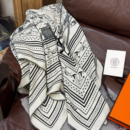 HERMES 25S SCARF 140 IN SILK CASHMERE 991677