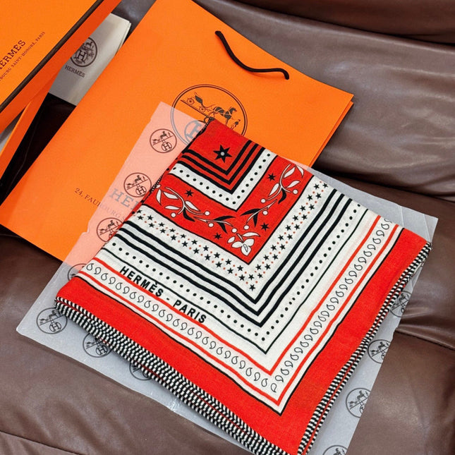 HERMES 25S SCARF 140 IN SILK CASHMERE 991680
