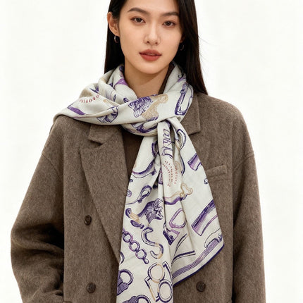HERMES 25S SCARF 137 IN SILK CASHMERE 991688